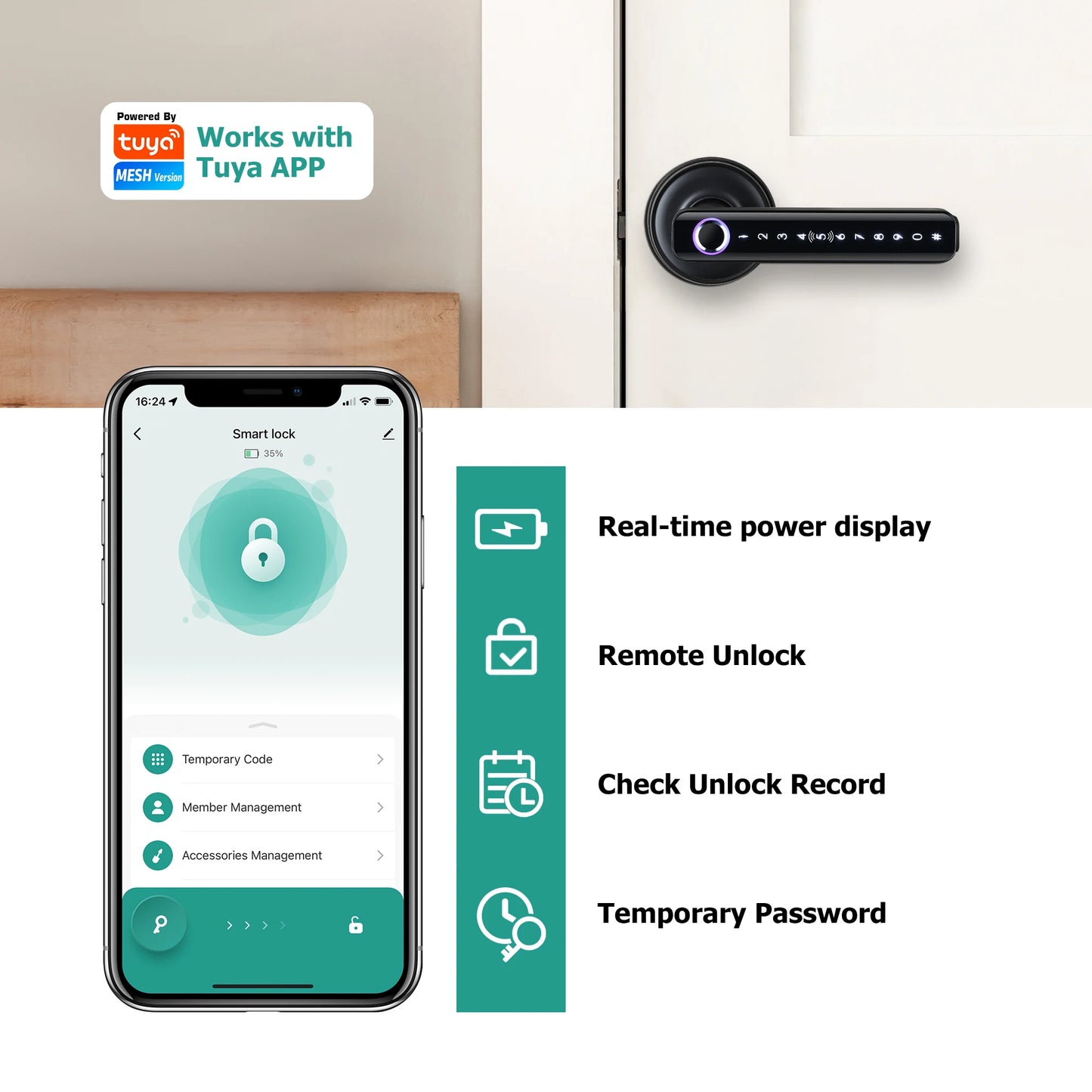 smart home cerradura inteligente tuya smart door lock safe fingerprint locker keyless entry digital door lock home apartment